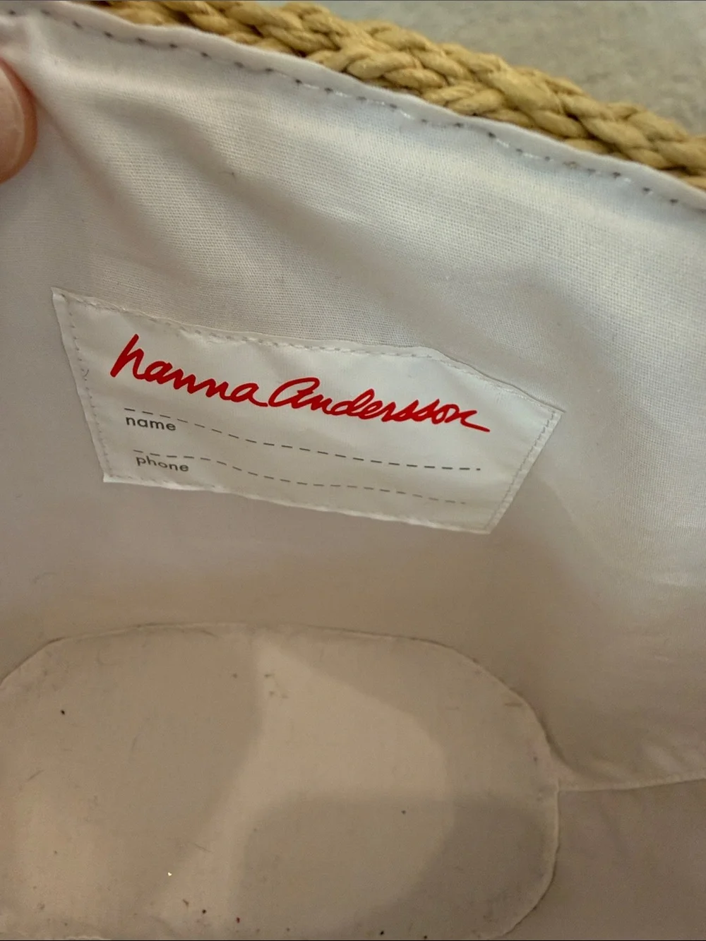 Hanna Andersson Straw Bunny Tote with Pink Ears and Beige Handles